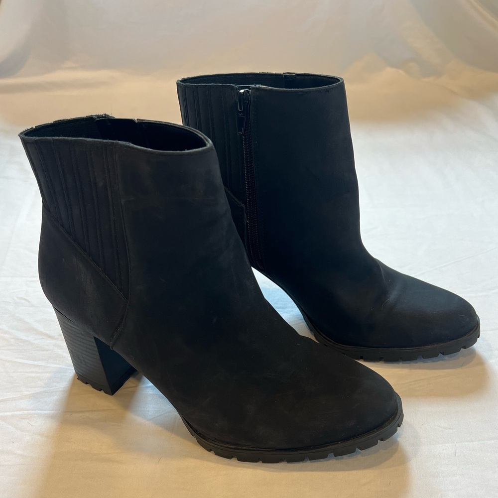 Women’s black heeled booties